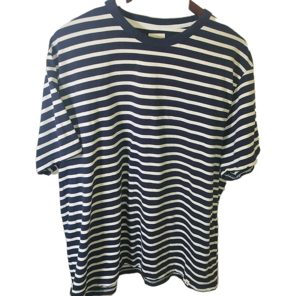NEXT Men's Navy White Striped Cotton Crew Neck T-Shirt 3XL Short Sleeve‎